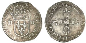 Louis XIII - Quart d'écu 1643 G (Poitiers) Louis XIII - Quart d'écu 1643 G (Poitiers)