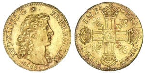 Louis XIV - Louis d'or buste juvénile tête nue 1668 A  (Paris)