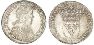 Louis XIV - Ecu à la mèche longue 1653 9 (Rennes)