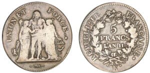 5 francs Hercule union et force - An 11 K (Bordeaux) 5 francs Hercule union et force - An 11 K (Bordeaux)