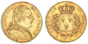 20 francs Louis XVIII - buste habillé 1815 W (Lille) 20 francs Louis XVIII - buste habillé 1815 W (Lille)