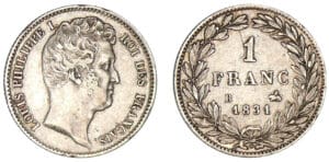 1 franc Louis-Philippe I - tête nue 1831  B (Rouen)