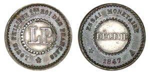 1 décime Louis-Philippe - Essai bi-métallique 1847 A (Paris)