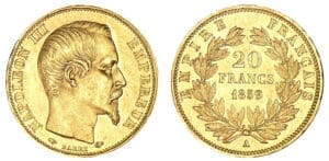 20 francs Napoléon III - tête nue 1859 A (Paris)