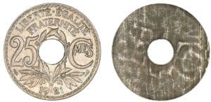25 centimes Lindauer 1921 - Défaut de laminage