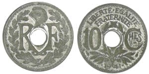 10 centimes zinc Etat français 1941 - Piéfort