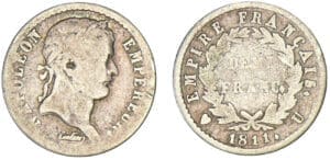1/2 franc Napoléon revers Empire 1811 U (Turin)