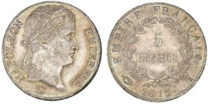 5 francs Napoléon revers Empire 1813 I (Limoges)
