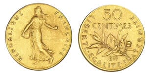 50 centimes Semeuse 1897 - Piéfort en or