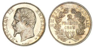 2 francs Napoléon III - tête nue 1853 A (Paris)