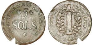 Siège de Mayence - 5 sols 1793 l- 'an 2ème