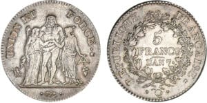 5 francs Hercule union et force - An 7 Q (Perpignan) 5 francs Hercule union et force - An 7 Q (Perpignan)