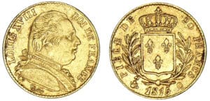 20 francs Louis XVIII buste habillé 1815/14 Q (Perpigan) 20 francs Louis XVIII buste habillé 1815/14 Q (Perpigan)