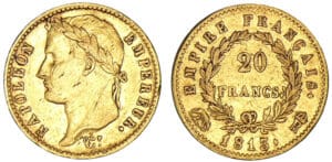 20 francs Napoléon revers Empire 1813 r (Rome)