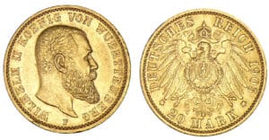 Allemagne - Wurtemberg - Wilhem II - 20 mark 1905 Allemagne - Wurtemberg - Wilhem II - 20 mark 1905