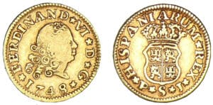 Espagne - Ferdinand VI - 1/2 ecudo 1748 S PJ (Séville) Espagne - Ferdinand VI - 1/2 ecudo 1748 S PJ (Séville)