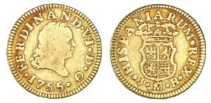 Espagne - Ferdinand VI - 1/2 ecudo 1755 M JB (Madrid) Espagne - Ferdinand VI - 1/2 ecudo 1755 M JB (Madrid)