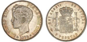 Espagne - Alphonse XIII - 5 pesetas 1899 SGV (Madrid) Espagne - Alphonse XIII - 5 pesetas 1899 SGV (Madrid)