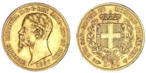 Italie - Royaume de Sardaigne - Victor Emmanuel II - 20 lires 1857 (Turin) Italie - Royaume de Sardaigne - Victor Emmanuel II - 20 lires 1857 (Turin)