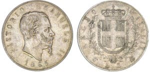Italie - Victor Emmanuel II - 5 lires 1865 (Turin) Italie - Victor Emmanuel II - 5 lires 1865 (Turin)