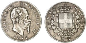 Italie - Victor Emmanuel II - 5 lires 1871 (Rome) Italie - Victor Emmanuel II - 5 lires 1871 (Rome)