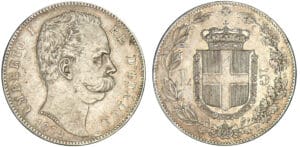 Italie - Umberto I - 5 lires 1879 (Rome) Italie - Umberto I - 5 lires 1879 (Rome)