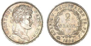 Allemagne - Westphalie - Jérôme Napoléon - 2 frank 1808 J Allemagne - Westphalie - Jérôme Napoléon - 2 frank 1808 J