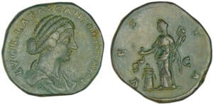 Lucille - Sesterce (164/166, Rome) Vesta Lucille - Sesterce (164/166, Rome) Vesta