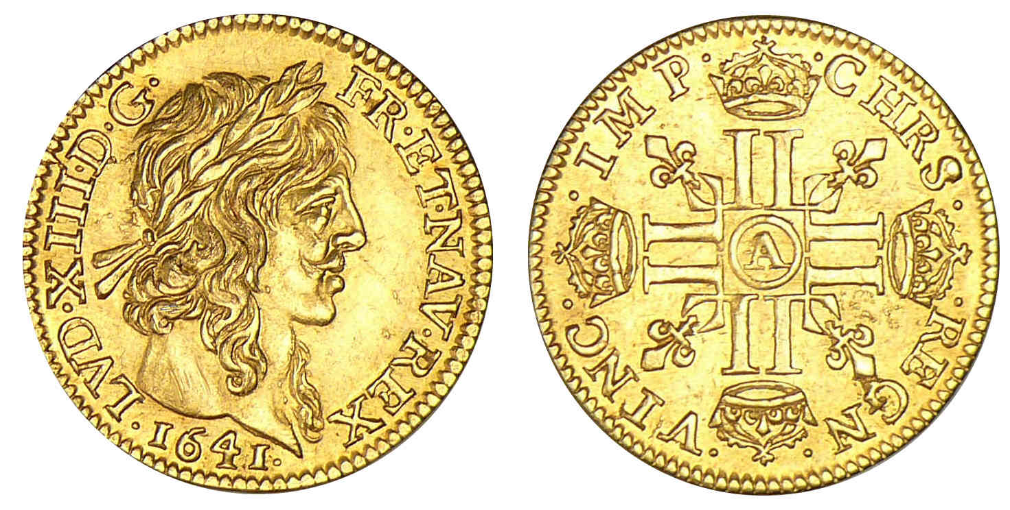 Louis XIII - Demi-louis d'or 1641 A (Paris) Louis XIII - Demi-louis d'or 1641 A (Paris)