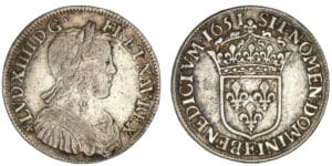 Louis XIV - Demi-écu à la mèche longue 1651 F (Angers)