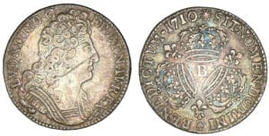 Louis XIV - Quart d'écu aux trois couronnes 1710 B (Rouen) Louis XIV - Quart d'écu aux trois couronnes 1710 B (Rouen)