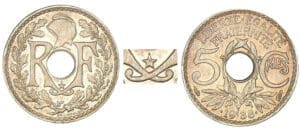 5 centimes Lindauer. av. et ap date .1938. étoile