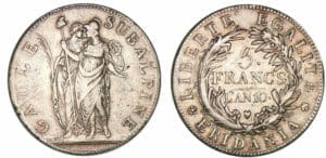 Italie - Gaule subalpine - 5 francs l'an 10 Italie - Gaule subalpine - 5 francs l'an 10