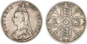 Angleterre - Victoria - Double florin 1890 Angleterre - Victoria - Double florin 1890