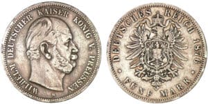 Allemagne - Prusse - Guillaume Ier - 5 mark 1876 Allemagne - Prusse - Guillaume Ier - 5 mark 1876