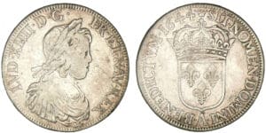 Louis XIV - Ecu à la mèche courte 1644 A .rose. (Paris)