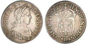 Louis XIV - Ecu à la mèche longue 1647 H (La Rochelle)