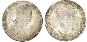 Louis XIV - Ecu à la mèche longue 1654 L (Bayonne)
