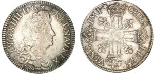Louis XIV - Ecu aux 8 L 1er type 1690 N (Montpellier)