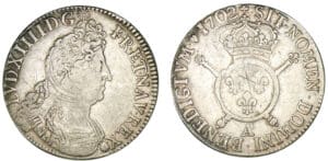 Louis XIV - Ecu aux insignes 1702 A (Paris) Louis XIV - Ecu aux insignes 1702 A (Paris)