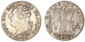 1/2 écu de 3 livres type FRANCOIS 1792 A (Paris)