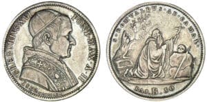 Italie - Vatican - Grégoire XVI - 50 baiocchi 1832 B (Bologne) Italie - Vatican - Grégoire XVI - 50 baiocchi 1832 B (Bologne)