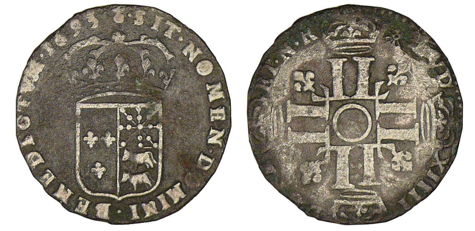 Louis XIV - Sol de 15 deniers de Béarn 1693 (Pau) Louis XIV - Sol de 15 deniers de Béarn 1693 (Pau)