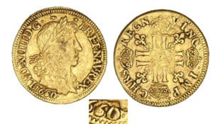 Louis XIV - Louis d'or buste juvénile tête laurée 1660/59 B (Rouen)