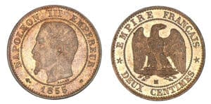2 centimes Napoléon - tête nue 1855 MA (Marseille)