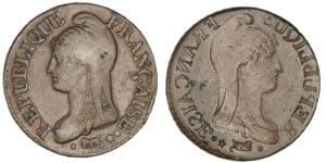 5 centimes Dupré grand module frappe incuse 5 centimes Dupré grand module frappe incuse