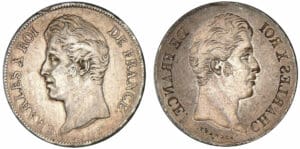 5 francs Charles X - 2ème type frappe incuse 5 francs Charles X - 2ème type frappe incuse