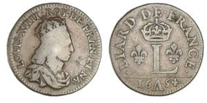 Louis XIV - Liard de France 1654 A (Corbeil)