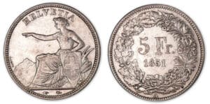Suisse - 5 Francs 1851 A (Paris) frappe médaille..