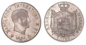 Italie - Lombardie Napoléon 1er - 5 Lires 1809 M (Milan).